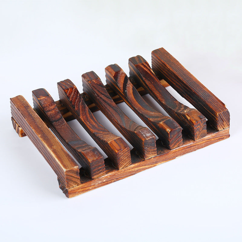 Artisan carbonized bamboo soap cradle wood colour